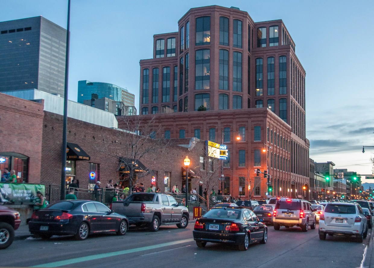 Blake street in downtown denver on St Patricks day