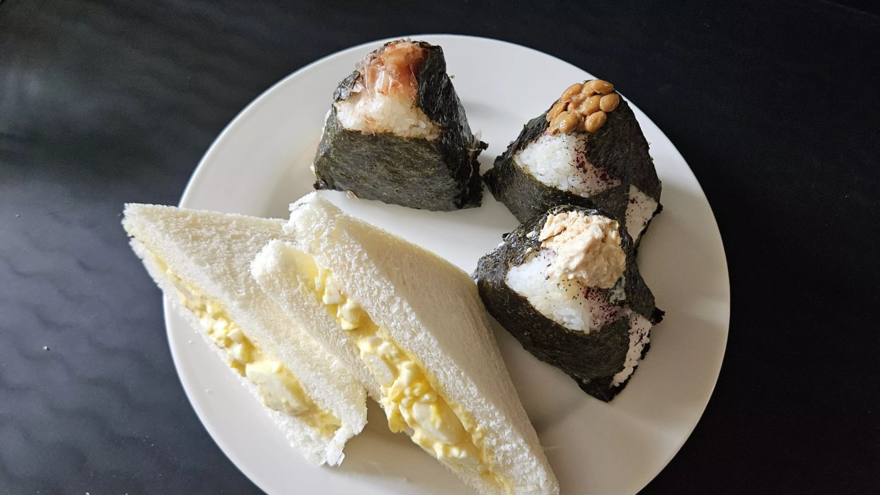 rice balls and sandwich