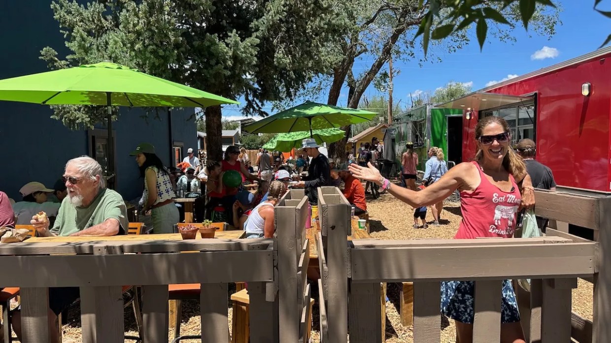 Food trucks and beer garden.