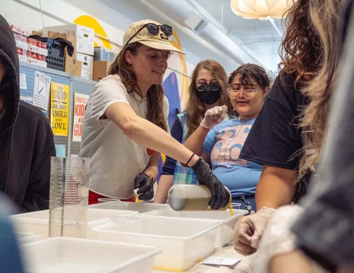 Artist Catie Michel teaches PlatteForum ArtLab interns how to create images with platinum-palladium printing.