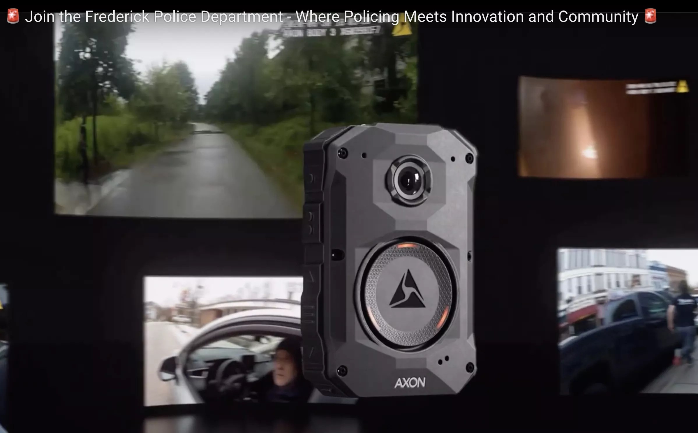 A recruiting video for the Frederick Police Department advertises its use of Axon's Draft One AI police report software